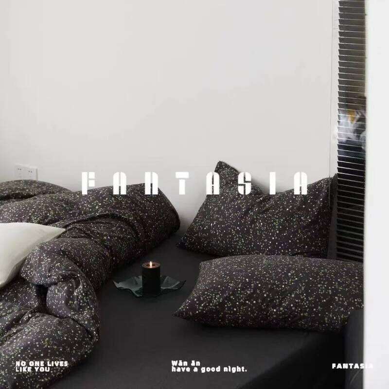 Linen Duvet Cover Jacquard Carbon Grey Dark Bed Four-piece Set Nude Sleeping Striped Retro Bedding Sheet H260311