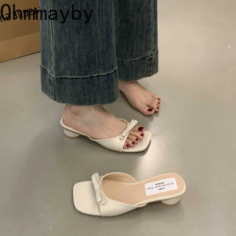 Street Style Open Toe Women Shoes Fashion Summer Thick Heel Shoes Ladies Elegant Party Dress Slides Shoes K260311