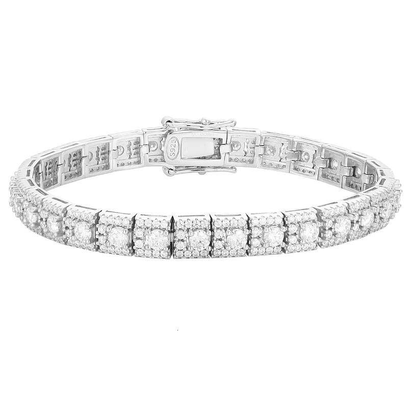 3mm Moissanite Tennis Bracelet for Women Certified D Color VVS Passes Diamond Tester S925 Silver Square Bracelet Jewelry Gifts