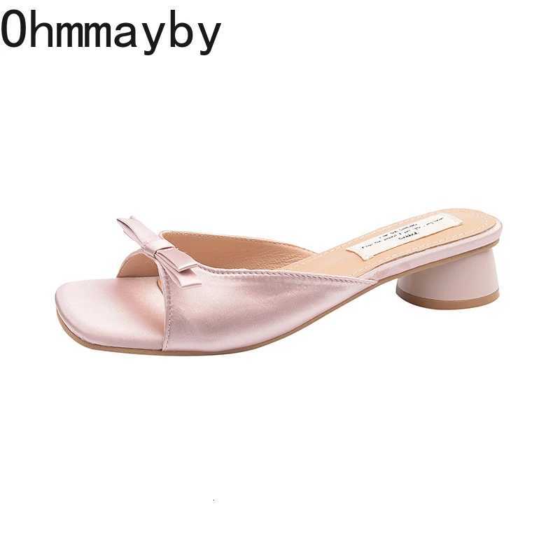 Street Style Open Toe Women Shoes Fashion Summer Thick Heel Shoes Ladies Elegant Party Dress Slides Shoes K260311