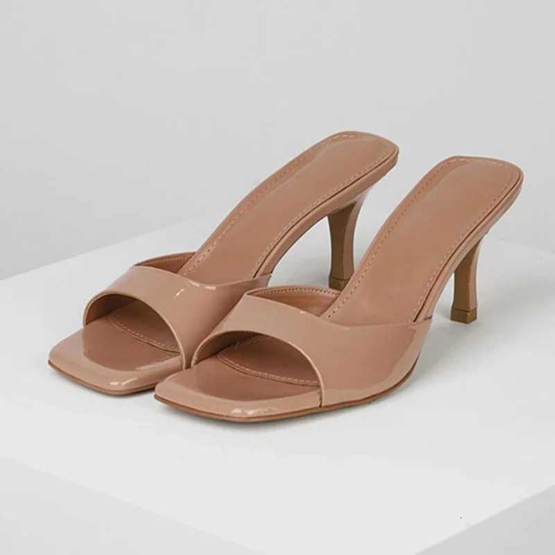 Street Style Summer Square Toe High Heel Women Fashion Party Stripper Mules Female Slides Shoes Zapatos De Mujer K260311