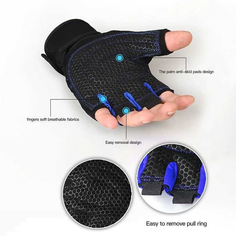 Workout Gym Gloves Men and Women Fitness Half Finger Gloves Wrist Support Exercise Training Fitness Gloves Non-Slip Breathable M260311
