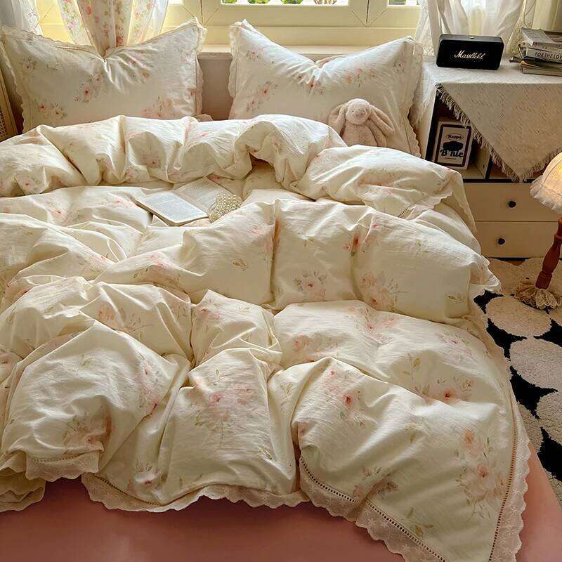 A 3-piece set of hollowed-out lace covers, bedding including 1 duvet cover +2 pillowcases without cores, comfortable H260311
