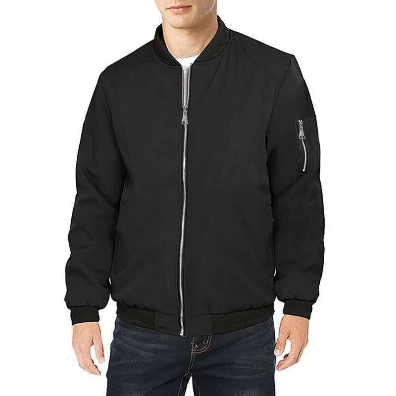 Spring Men's Fashion Jacket Windbreak Zipper Design Stand Collar Solid Color Baseball Coat Simple Style Male Classic Clothing 26H0311
