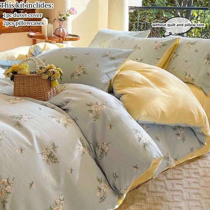 3pcs soft Duvet Set 1*Duvet Cover + 2*Pillowcase, Without Core Pastoral style floral Bedding Set, Soft Comfortable H260311