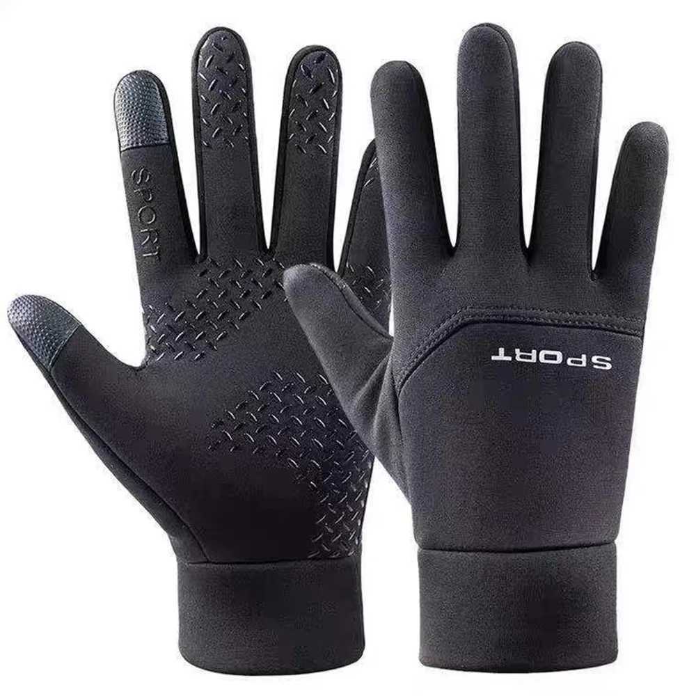 Winter Full Finger Gloves for Men - Waterproof Touch Screen Non-Slip Fleece Outdoor Sports Gloves M260311