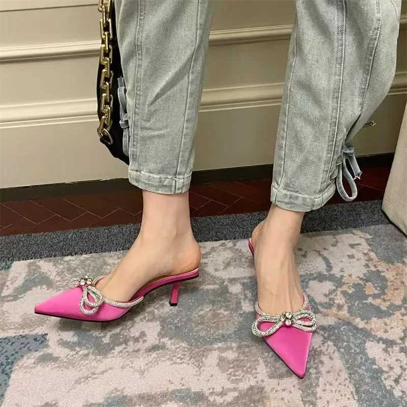 Women Fashion High Heel Rhinestone Woman Pump Crystal Bowknot Ankle Strap Ladies Prom Shoes Women High Heel Party Shoes K260311