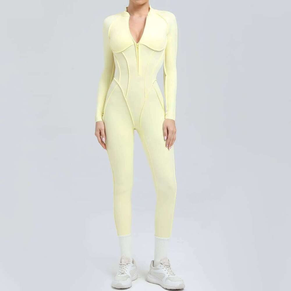 Yoga Suit Gym Set Training Sportswear Fitness Long Sleeved Sports Jumpsuit Women Push Up Female Workout Clothes Bodysuits 26H0311