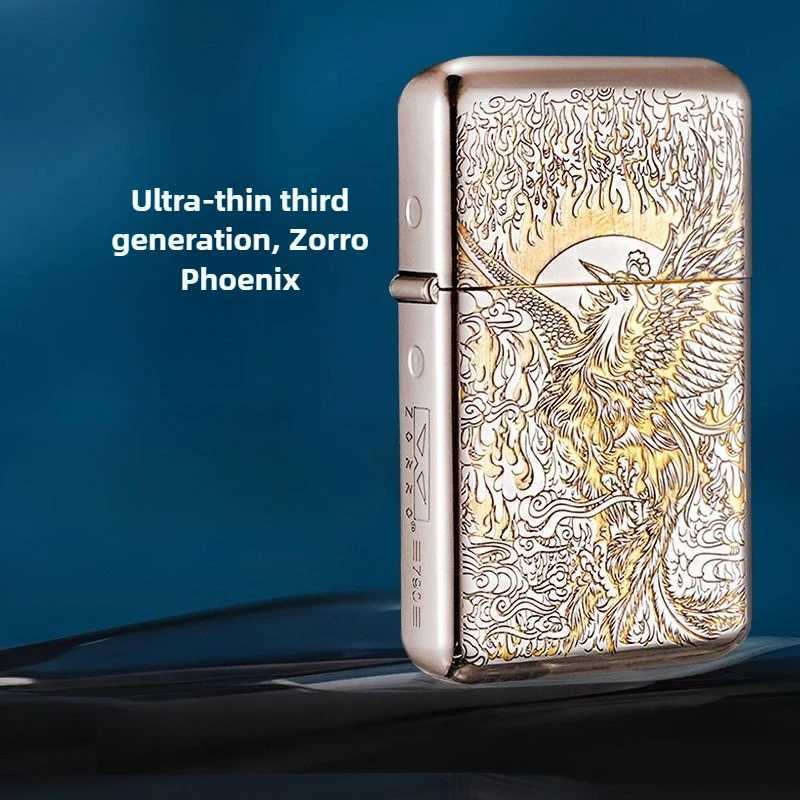 Z790 3rd Generation Brass Carving Phoenix Nirvana Retro Windproof Lighter High-end Classic Retro Oil Machine N260311