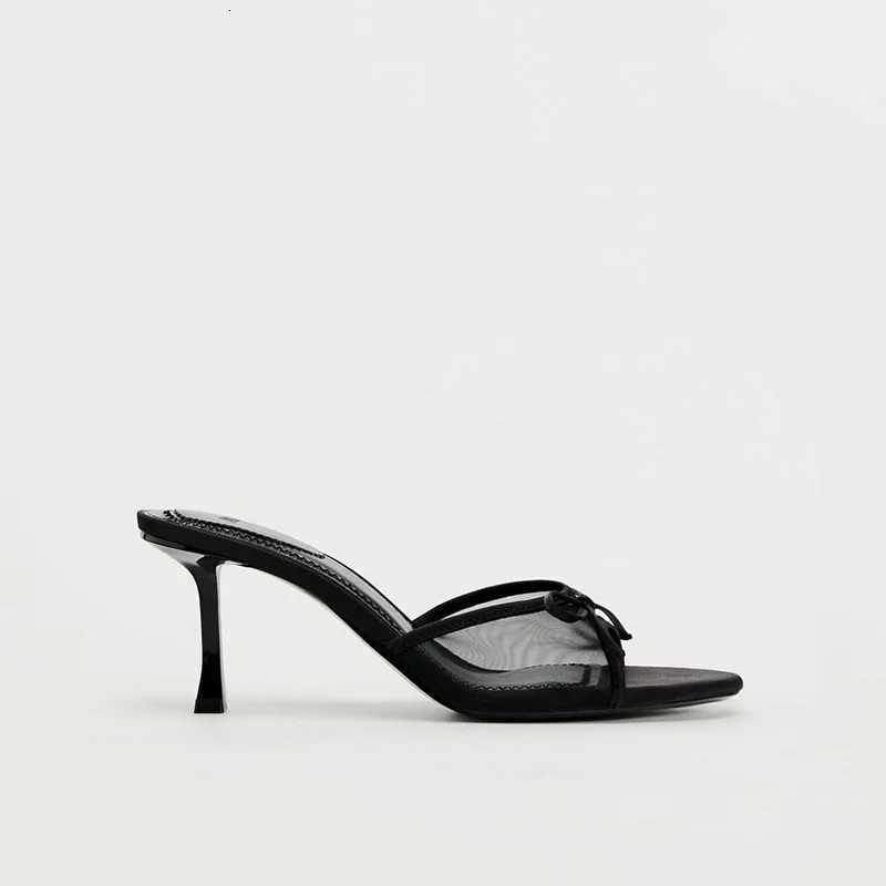 2024 Women Summer New High Heel Sandals Versatile Simple Slim Heel Sandals Slippers K260311