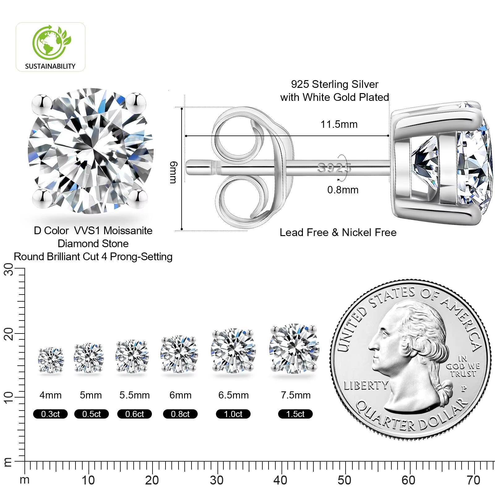 Luxury Moissanite Stud 1ct VVS 925 Sterling Silver Men Women Jewelry Flower Cluster Halo Diamond Earrings With GRA Certificate