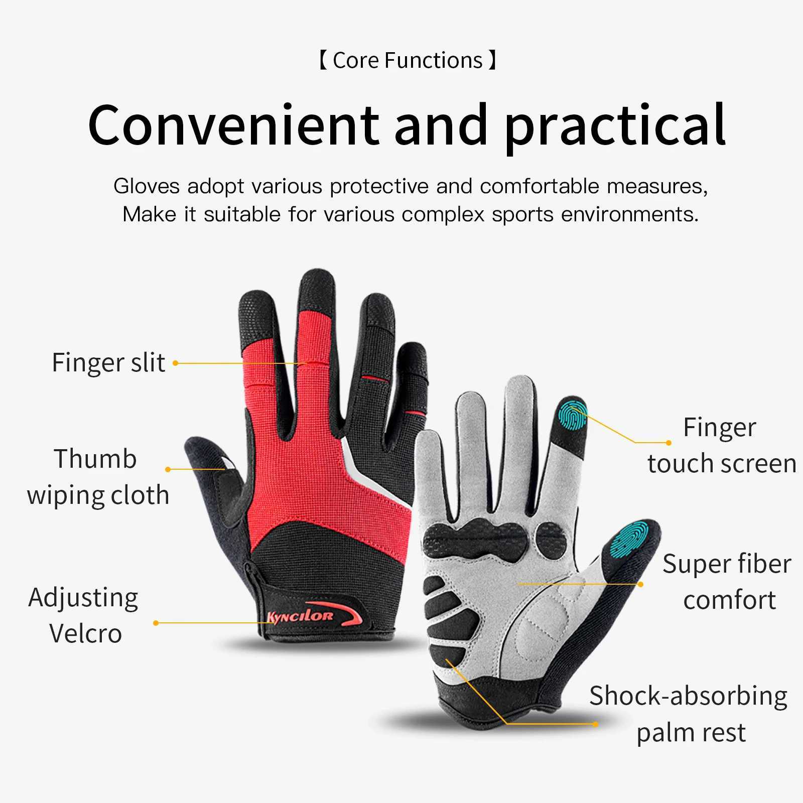 Cycling Anti-slip Full Finger Gloves MTB Bike Bicycle Warm Gloves Pad Men Women Breathable Anti-shock Sports Gloves M260311