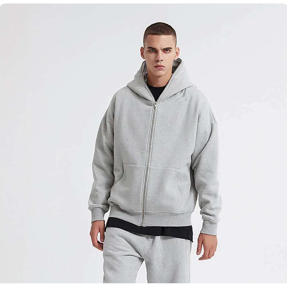 Harajuku Sweatshirts Men Zip Up Hoodies Jacket Retro Long Sleeve Oversized Black Hooded Sweatshirt Coats 26H0311