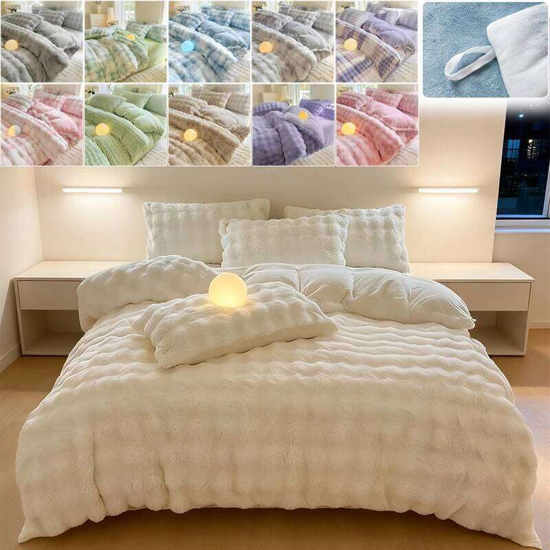 2026 Solid Color Plush Duvet Cover Soft Breathable Bedding Set Washable Highquality Stitching for Fall and Winter Funda Nrdica H260311