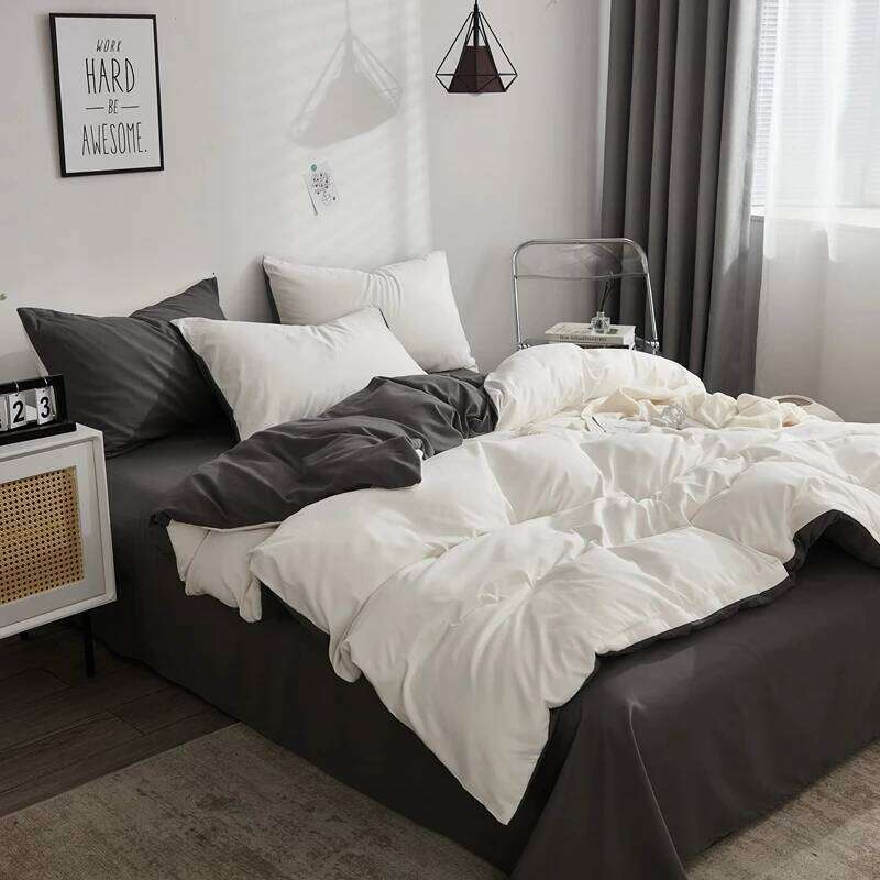 Simple Style Bedding Brushed Bedsheet Sets Single/Double/Queen/King Size Bedclothes Girls Boys Room Bed Linen Set H260311