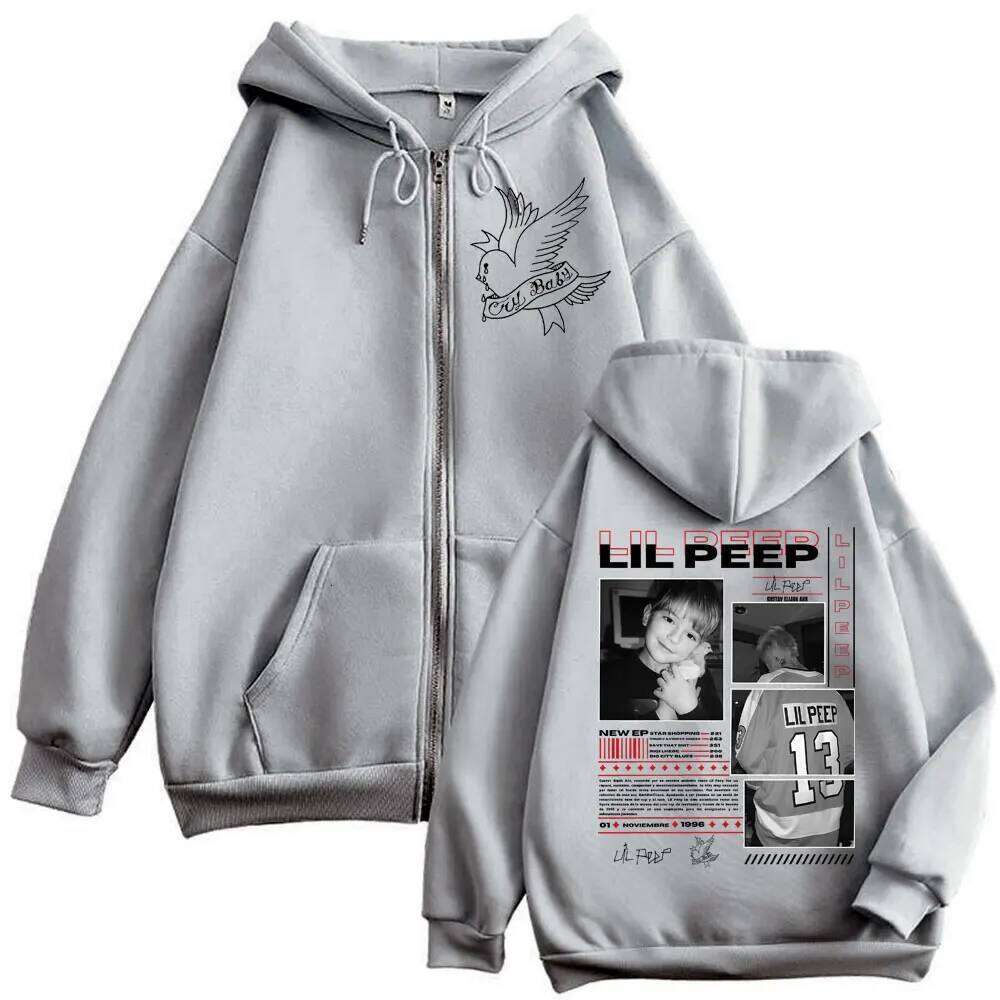 Rapper Lil Peep Merch Zipper Hoodies Fashion Hip Hop Vintage Zip Up Jacket Pullovers Men Women Casual Long Sleeve Sweatshirts 26H0311