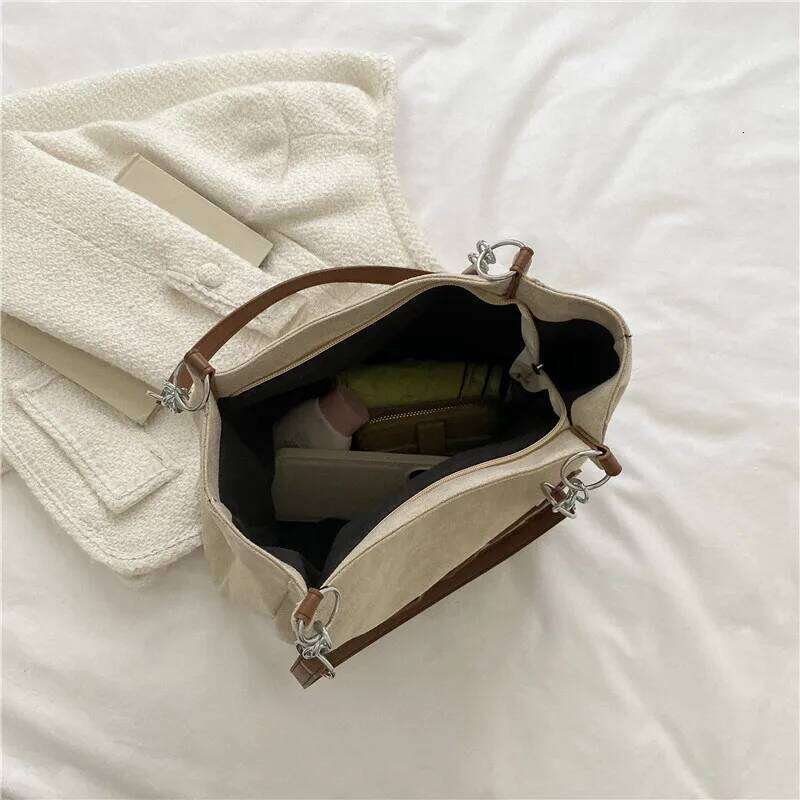 Stylish Tote Nubuck Pu Letter HOOTO Design for Women Handbag Shoulder Bag, Large Capacity Nylon leisure Travel Shopping Bag XJ260311