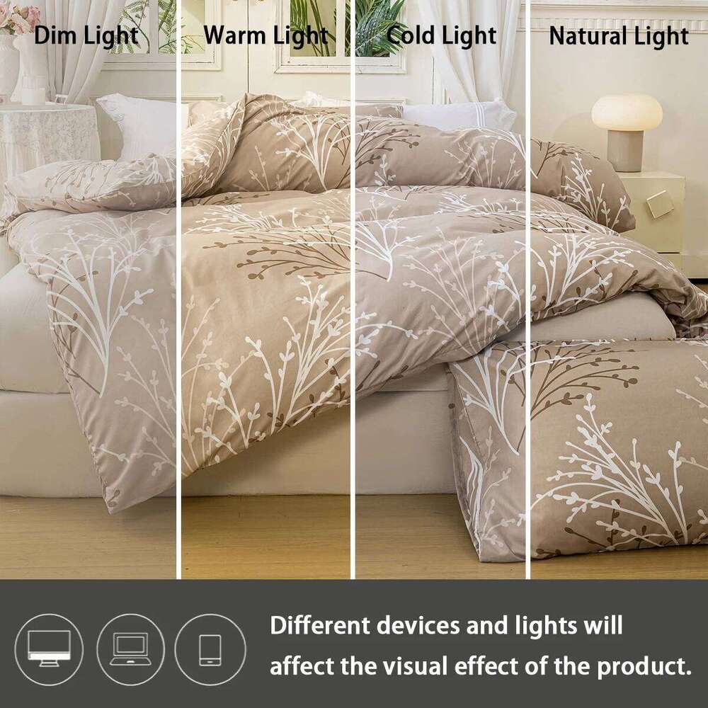 3pcs/set Leaf Floral Pattern Set1 & 2 PillowcaseSoft And Skin-Friendly Duvet Cover Bedding Set For Hom H260311 - view 7