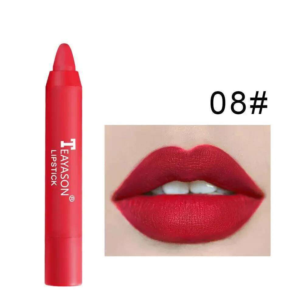 12 Color Waterproof Matte Pencil Sexy Red Contour Tint Lipstick Lasting Non-stick Cup Lipliner Pen Lips Makeup Cosmetic W260311