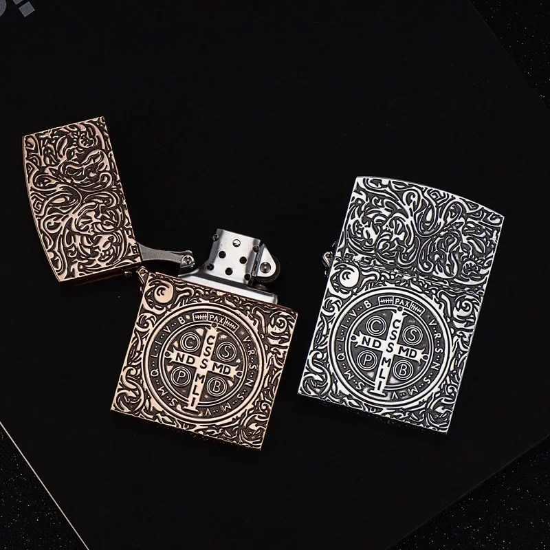 Z91178 large version Constantine copper shell fuel lighter heavy armor windproof lighter mens gift N260311