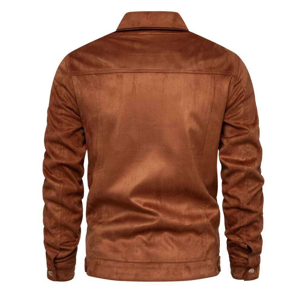 New Autumn Winter Suede Leather Men Fashion Casual Turn Down Collar Men's Jacket 26H0311