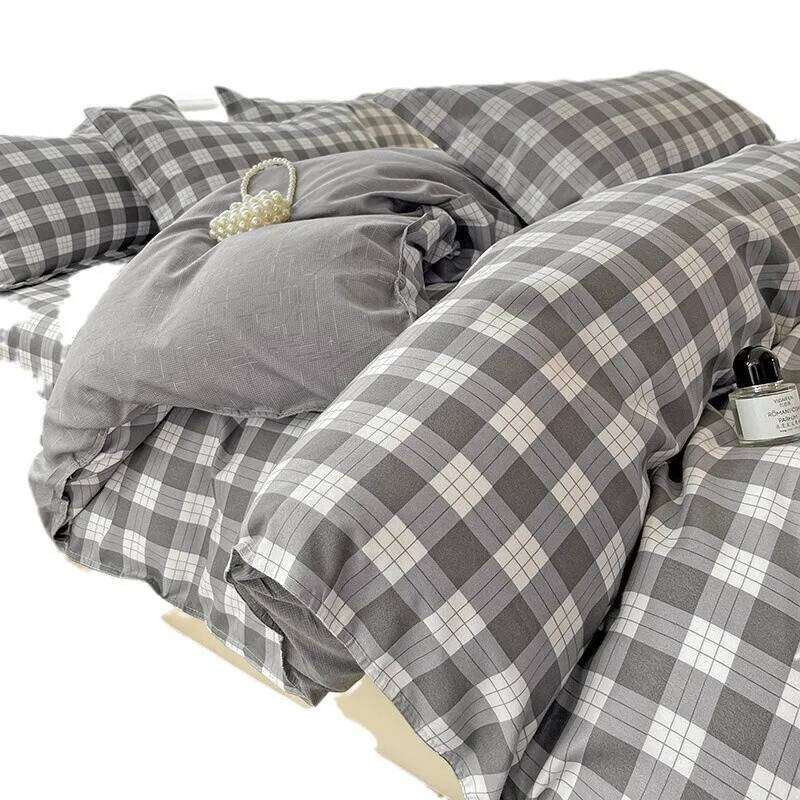 Class A Thickened and Ground Four-piece Small Fresh Washed Cotton Quilt Cover Bed Sheet Pillowcase Dormitory Three-piece Set H260311