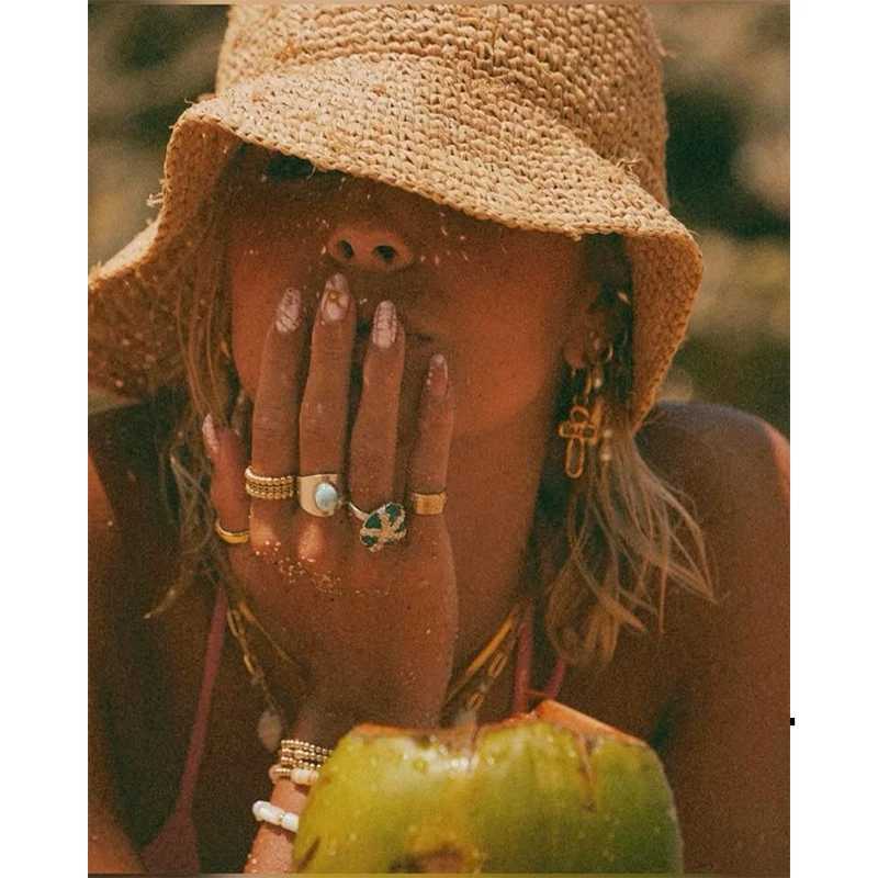 Raffia Straw Bucket Hat Wen Summer Bikini Beach Hat Fem Korean Travel Sun Protection Breathable Fisherman Hat X260311