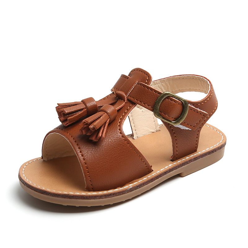 Kids Designer Sliders Sandals Girls Flat Tassel Sandals Kidszworld Toddler Fashion Design Summer Non-Slip Sandals Size US5.5C-US12.5C K0752