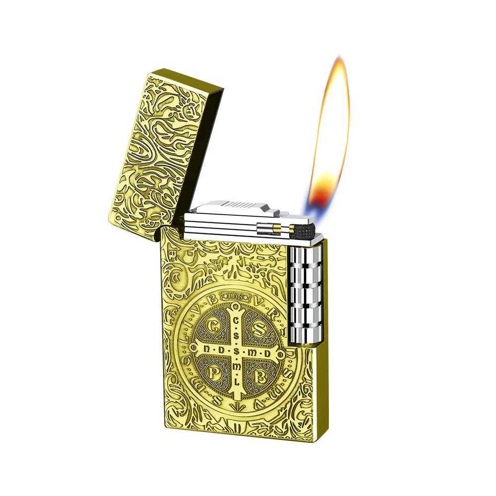 Constantine Grinding Wheel Inflatable Lighter Loud Steel Sound Side Sliding Oblique Flame High-End Gift Lighter N260311