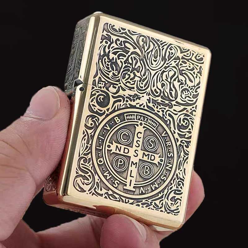 912 retro high-end waterproof sealed armored kerosine lighter 3/5 hinge metal cigarette lighter tool mens gift 150G N260311