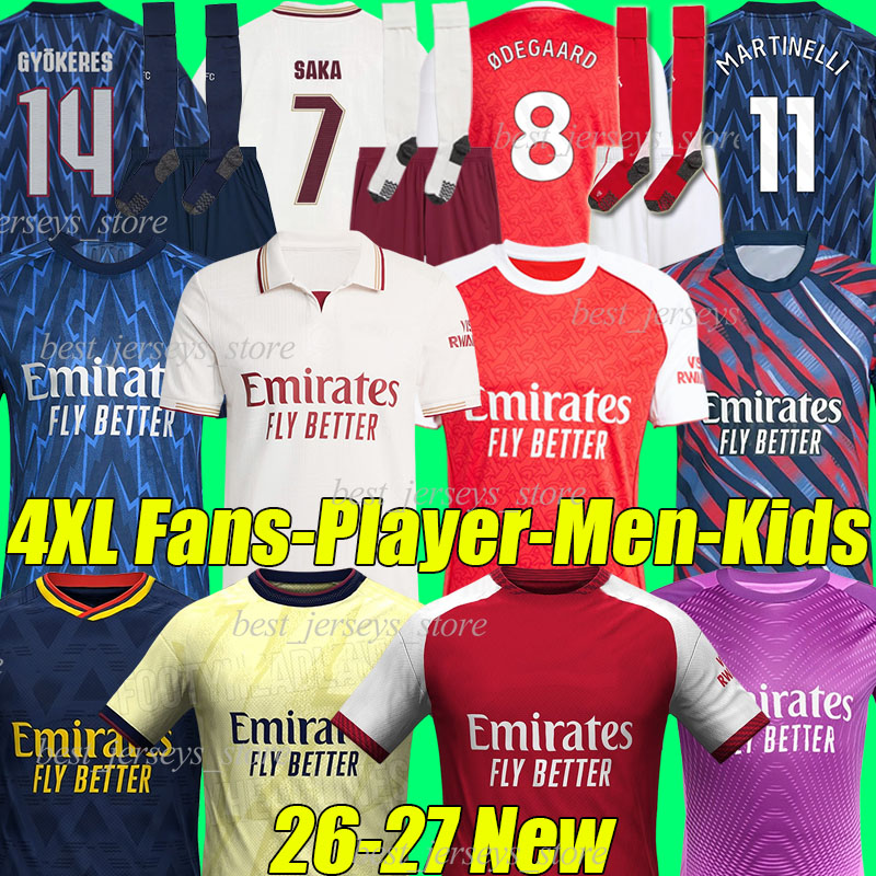 4XL 25/2026/27 arsen GYOKERES soccer jerseys SAKA TROSSARD EZE MERINO RICE ZUBIMENDI GABRIEL MADUEKE G.JESUS J.TIMBER ODEGAARD men kids kits socks sets football shirts