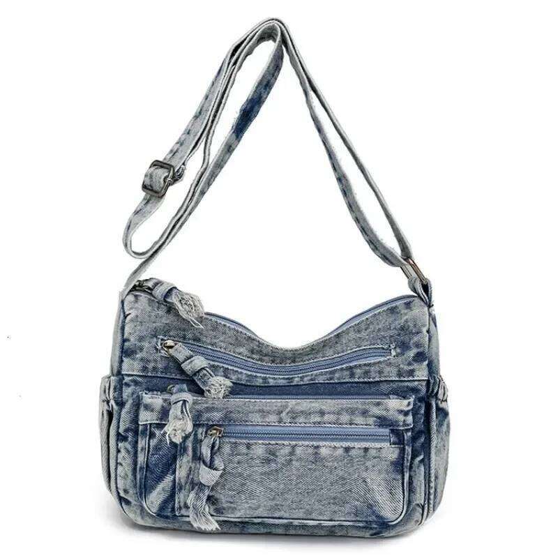 Denim Zipper Shoulder New Fashion Hot Selling Solid Simple Large Capacity Crossbody Bags Soft Versatile Women's Handbag XJ260311