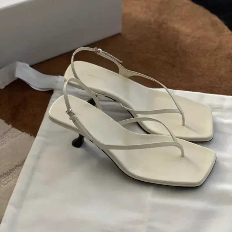 Square Toe Clip Toe Sandals Kitten Heel Back Strap Brown Solid Concise French Style Sexy FAshion Women Shoes Summer Casual K260311