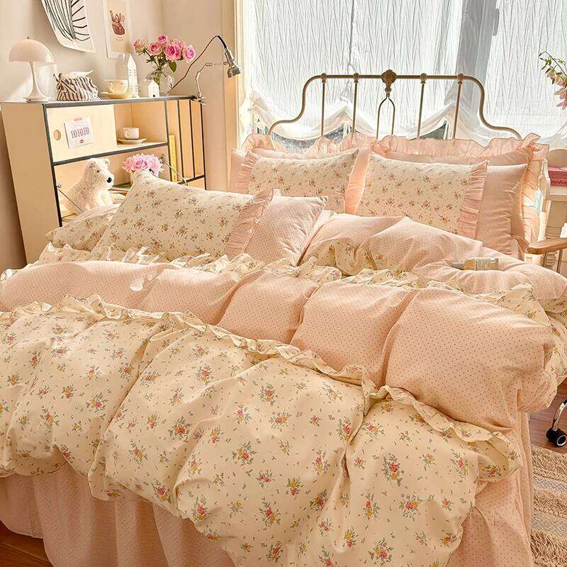 3pcs 100% Cotton Duvet Set 1*Duvet Cover + 2*Pillowcase, Without Core, Korean lace Bedding Set, Soft Comfortable H260311