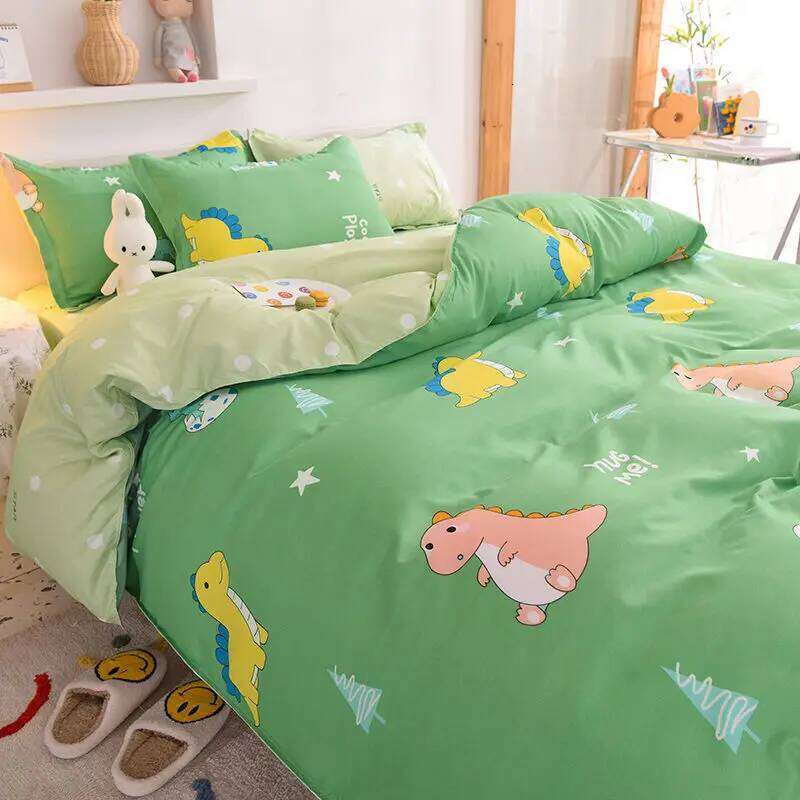 Orange Bedding Set Girls Boys Bed Linen Sheet Plaid Duvet Cover No Filling 240x220 Single Double Queen King Bedclothes H260311