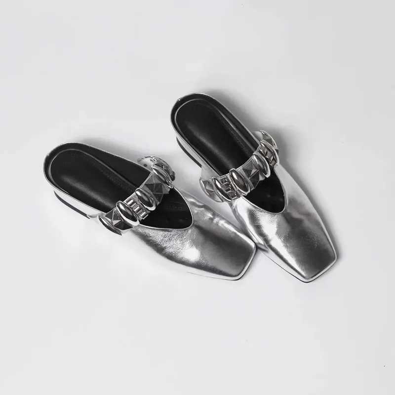 Women Slippers 2025 New Flat Shoes Square Toe Crystal Sandals Summer Elegant Slippers Woman Casual Slides K260311