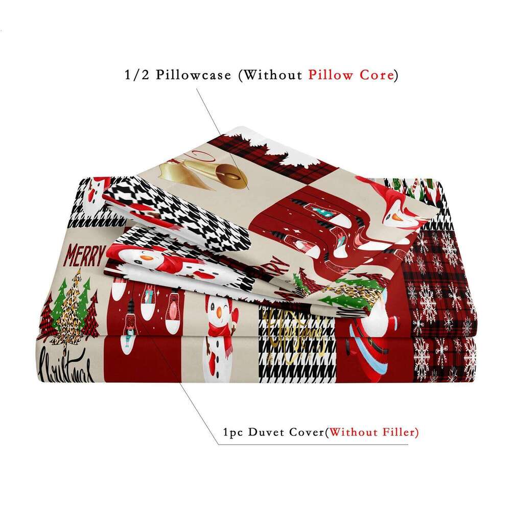 3pcs Reindeer Red Black Plaid Duvet Houndstooth Patterns - All-Season Bedding For Holiday Decor & Christmas Gift H260311 - view 6