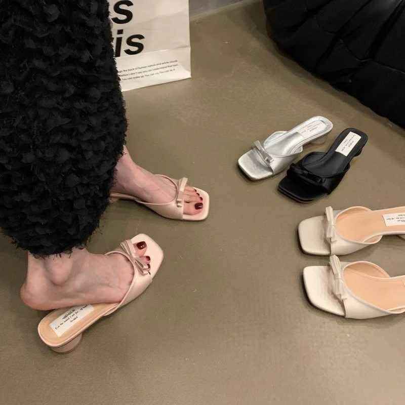Designer Open Toe Low Heel Women Cute Butterfly-knot Dress Slides 2026 Summer Womens Vacation Shoes K260311