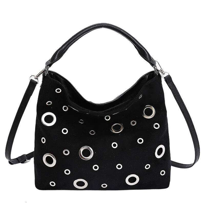 Retro Niche Metal Rivet Tote for Women New Versatile Biker Style Shoulder Crossbody Bag XJ260311