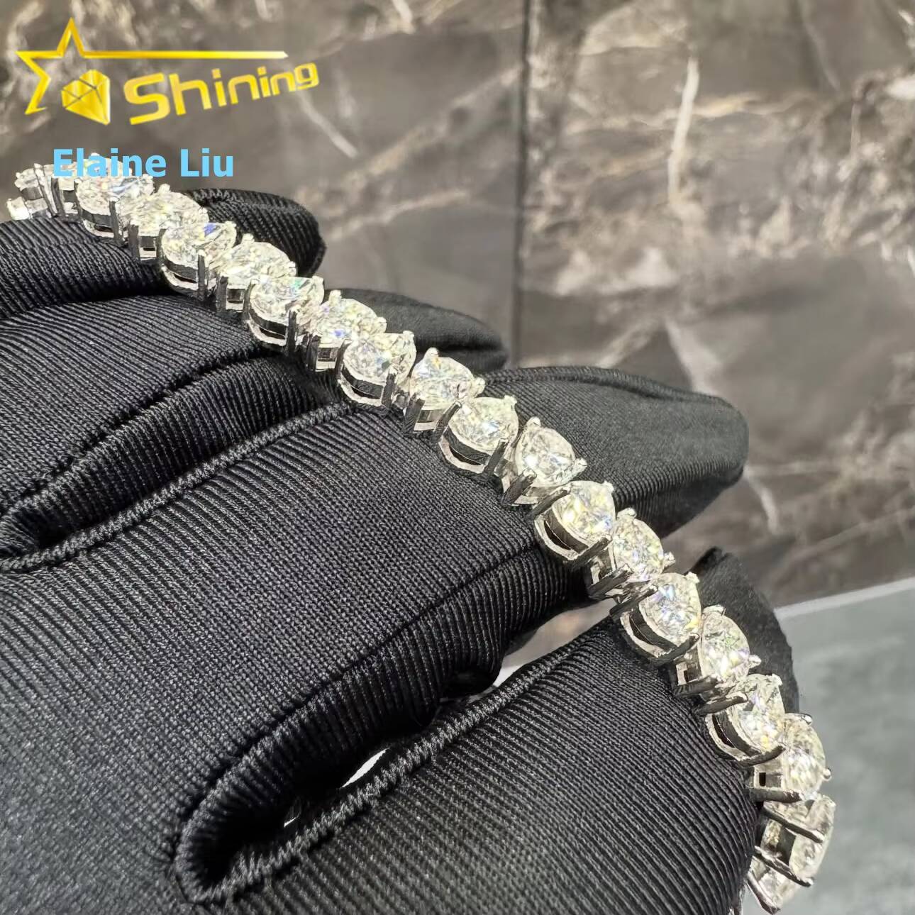 Luxury Hip Hop Fine Jewelry Sterling Silver 925 D Color VVS Moissanite Diamond Tennis Bracelet Pear Shape