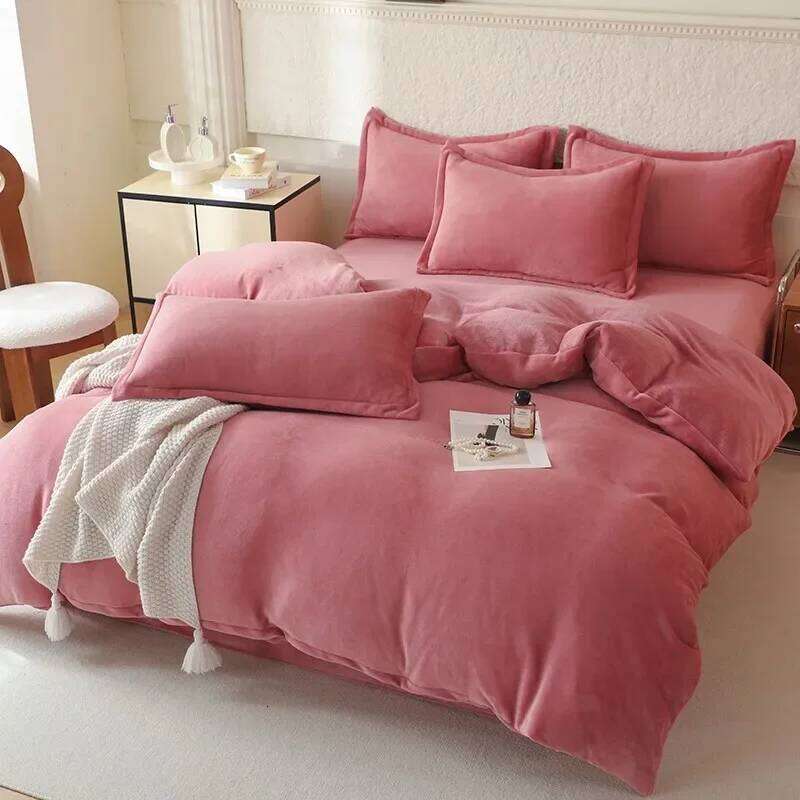 Winter Class A double-sided milk single-piece bed sheet four-piece flannel quilt cover thickened fleece H260311