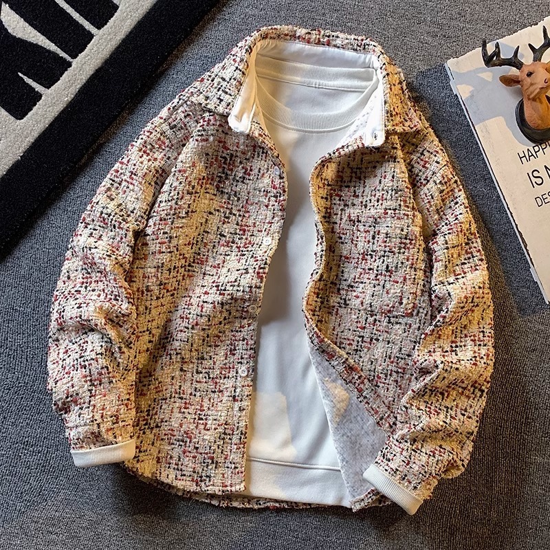 Luxury Brand Designer Clothes American Retro Small Fragrance Style Houndstooth Jacket Men's Jacket Niche Design Floral Shirt Custom Design # Xxf0
