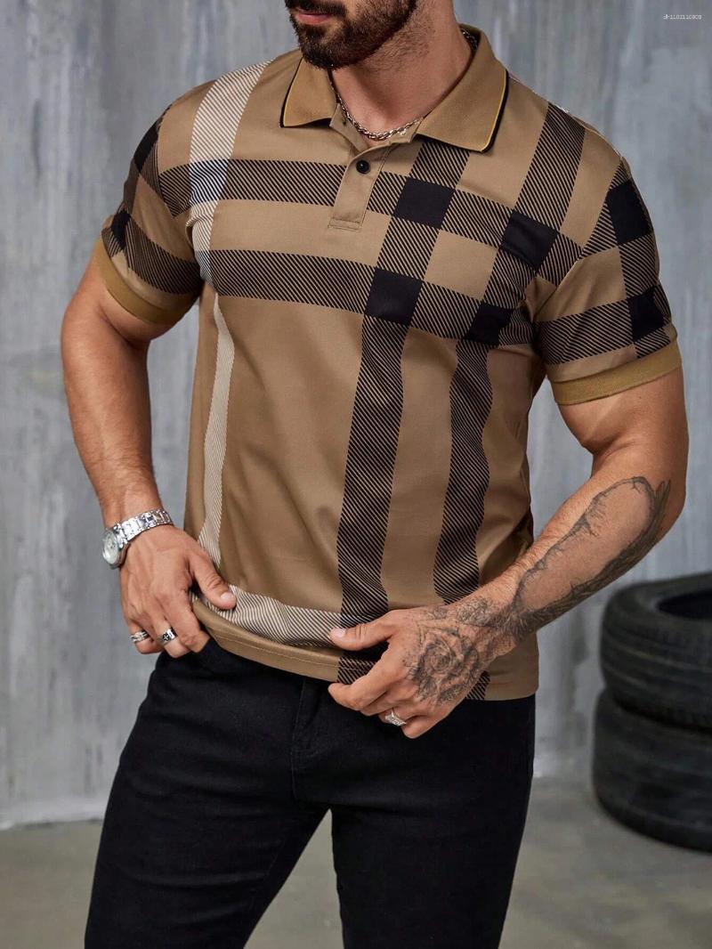 Men's Polos The Short-sleeved POLO Shirt For Summer Features A Casual And Fashionable 3D Striped Pattern Print