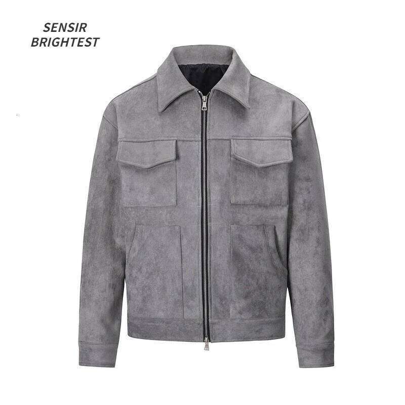 Autumn Jackets Oversize Casual Clothes High Street Pockets Laper Zipper Suede Thick Coat Mens Windbreaker Loose 26Y0310