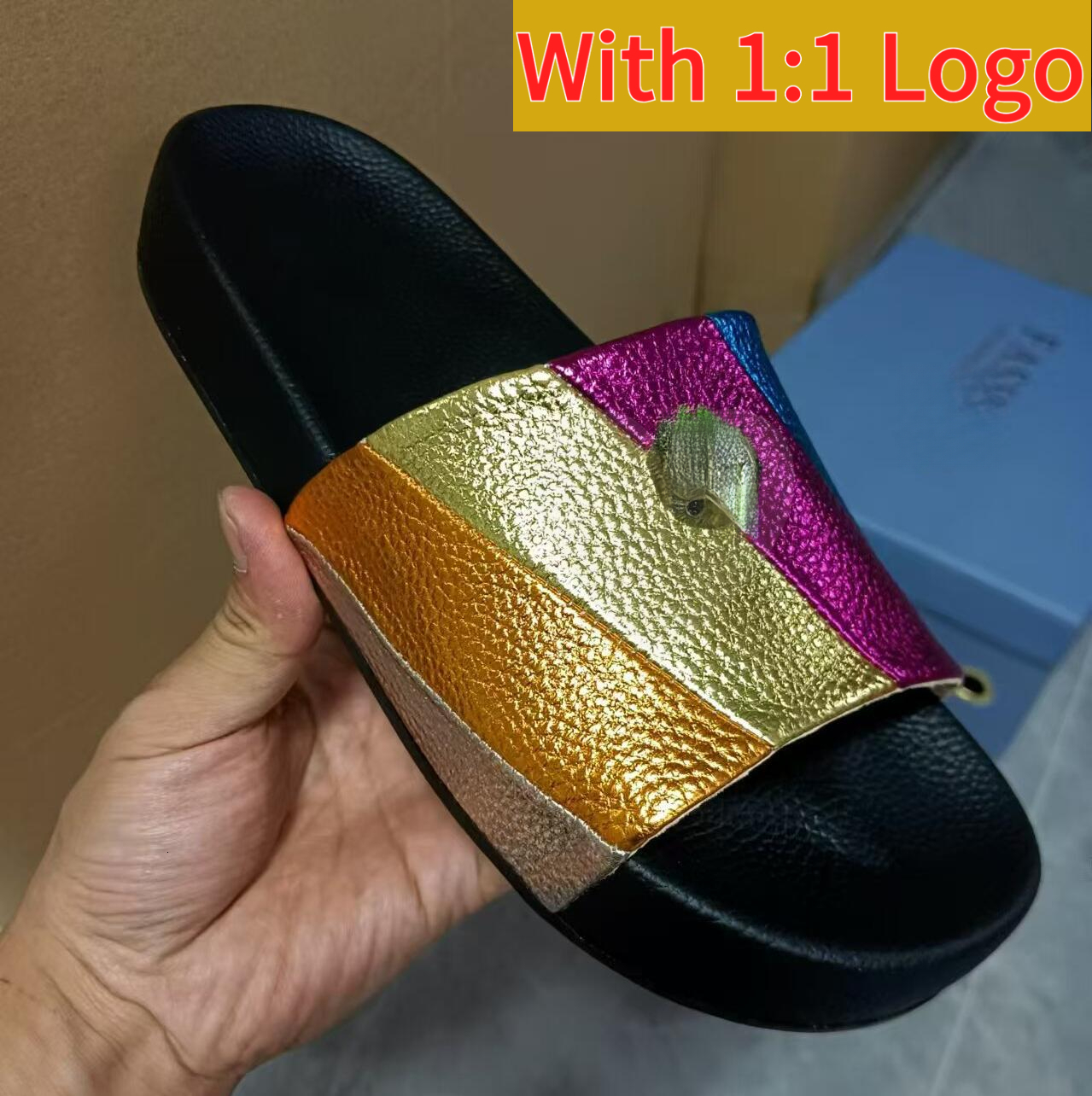 Gegiers Slides Womens Designer Kurts Slipper Kensingtons Sandals Sliper London Eaglehead Flip Flops Slippers Full Grain Textured Rubber Flats Beach Shoes 36