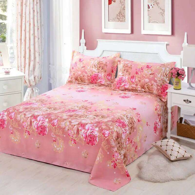 Queen Size Single Soft Brushed Cotton Bedding Rustic Design All Seasons Breathable 1.6m Double Bed Sheet H260311