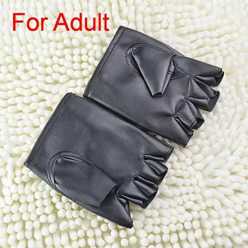 Punk Dark Style Street Dance Half Finger Gloves for Men PU Soft Leather Motorcycle Riding Gloves Trendy Breathable Cool Gloves M260311