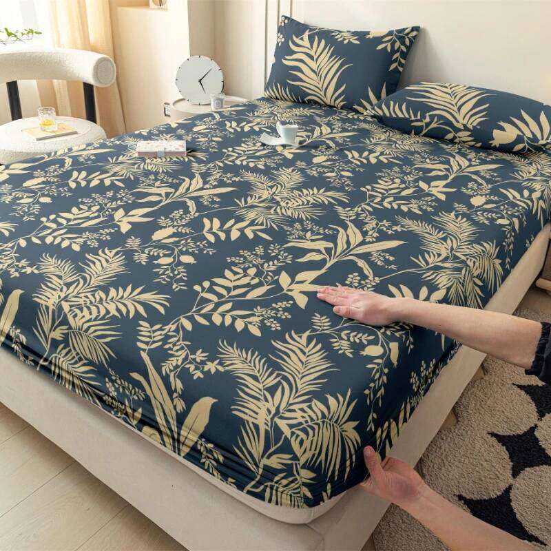 The New Three-piece Fitted Skin-friendly Cotton Printed Bed Mattress Cover with Pillowcase Double Use Bedding 200x220 H260311