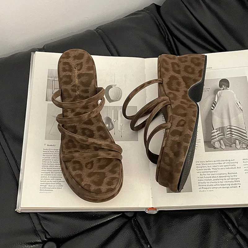 Summer Platform Heel Women Fashion Open Toe Narrow Band Slide Ladies Elegant Street Style Shoes Fashion Sandals Slides K260311