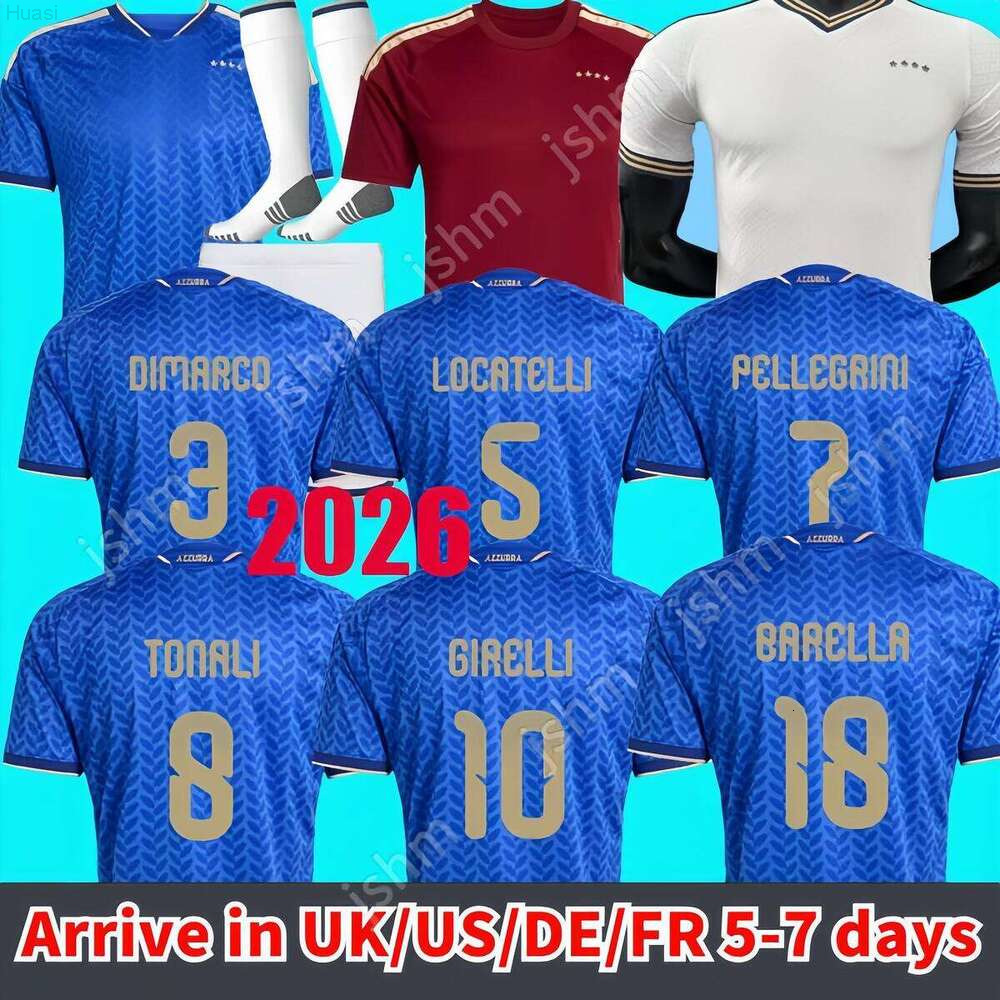 2026 World Cup Kit italy jersey soccer jerseys men kids football shirts away home RETEGUI BARELLA FRATTESI PELLEGRINI set goalkeeper